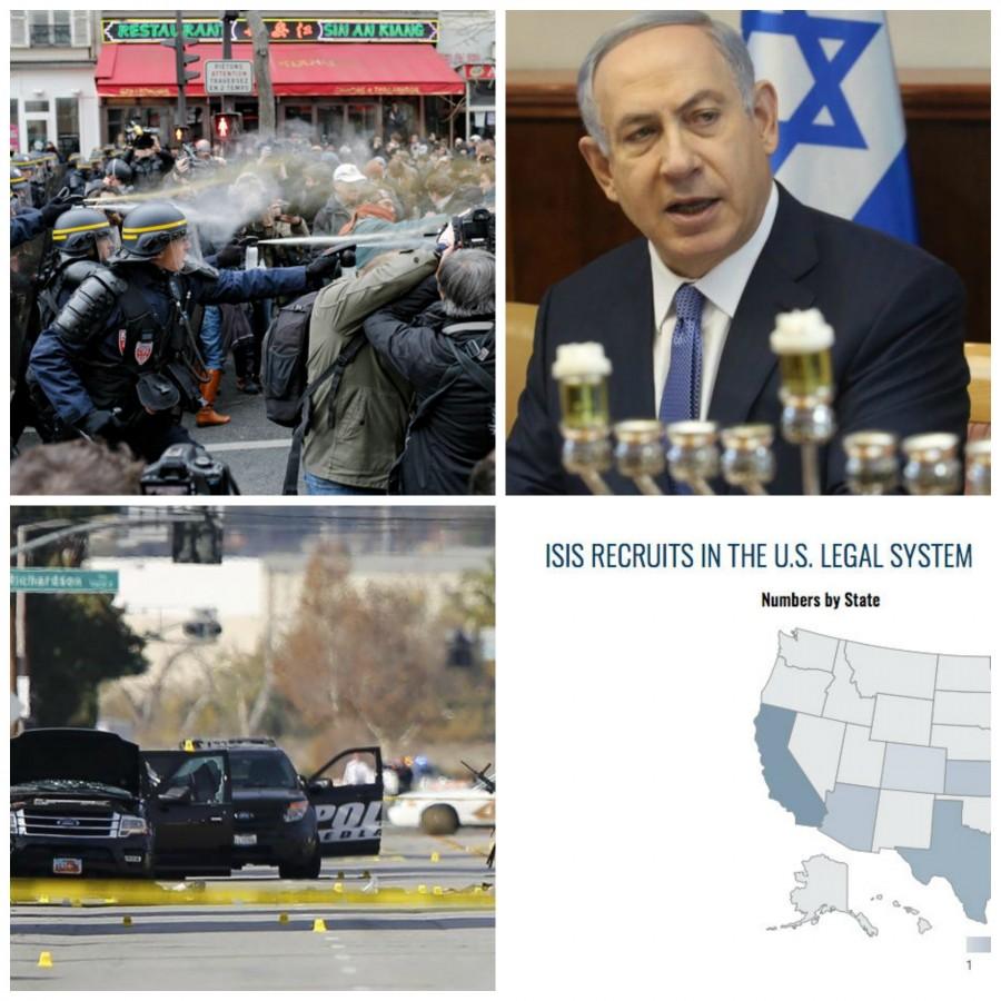 This week: protests at Paris Climate Conference, Netanyahu responds to Kerry, shooting in San Bernardino and increasing numbers of ISIS supporters in the US.
