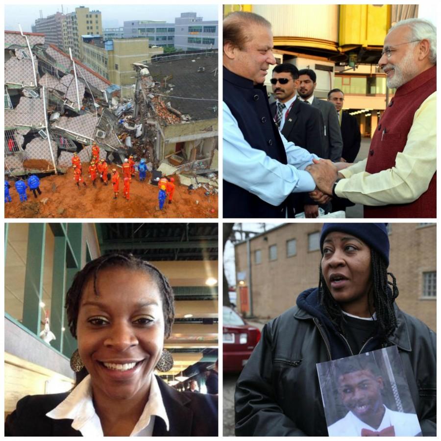 This weeks news includes a landslide in China, Modi visiting Pakistan, a lack of indictment in the Sandra Bland case and another fatal shooting in Chicago.