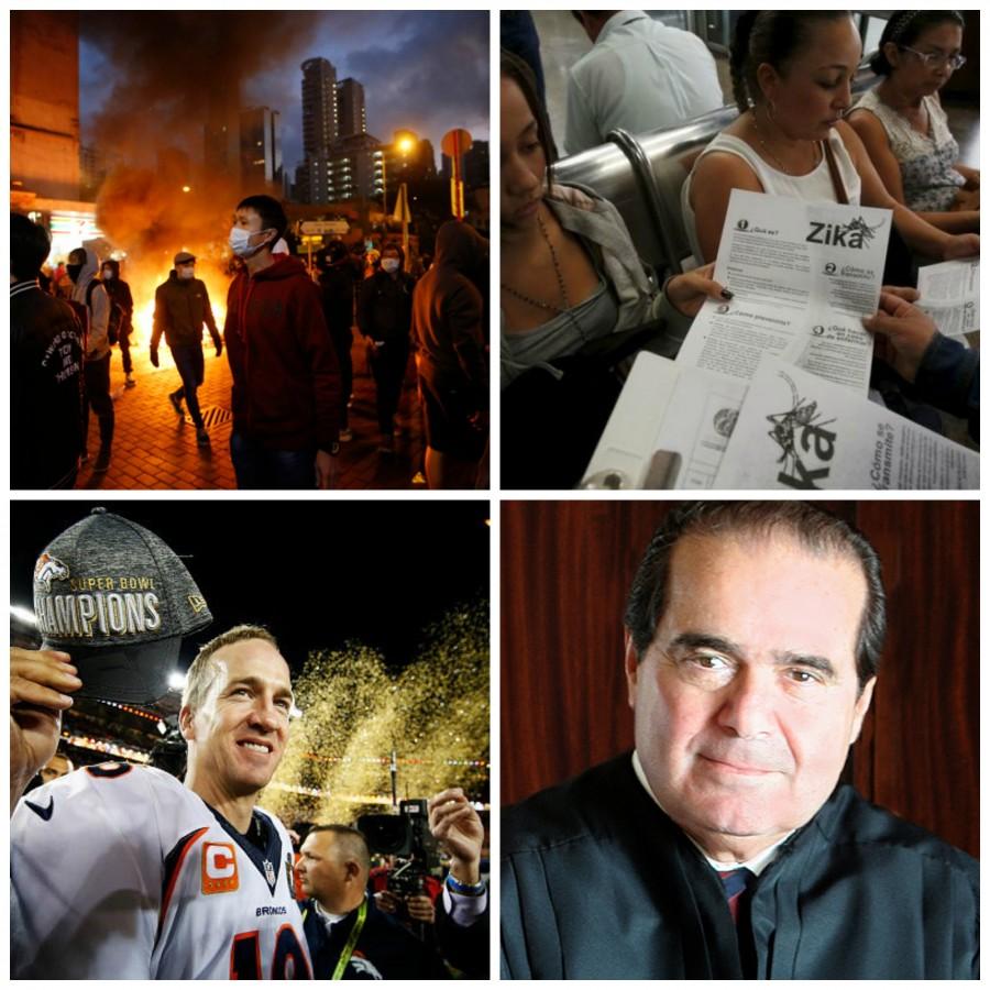 Hong Kong riots, Zika in Colombia, Super Bowl 50 and Justice Scalias death in this weeks recap. 