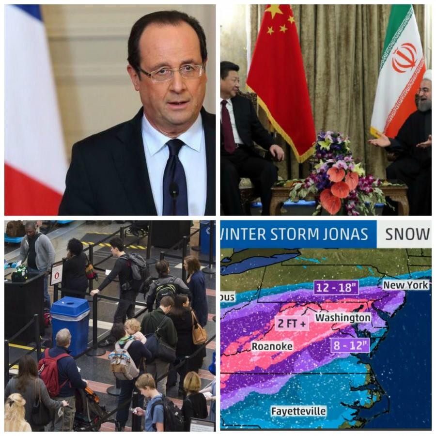 This week: France's economic crisis, Chinese and Iranian leaders meet, record number of guns detected by TSA and the impact of Winter Storm Jonas.