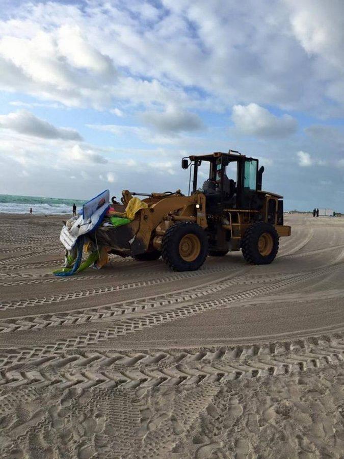 Cleaning crews are needed on Miami Beach to pick up the trash left behind by thousands of Floatopians.


