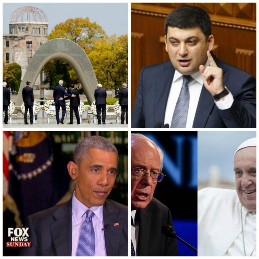 Kerry visits Hiroshima, Volodymyr Groysman is Ukraines new PM, Obama admits his worst mistake and Sanders and Pope Francis meet in this weeks recap.