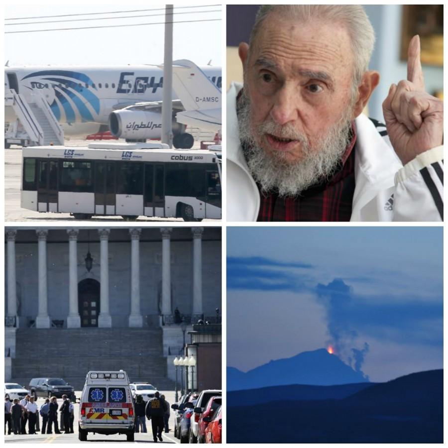EgyptAir hijack, Fidel Castro blasts Obama, shooting at Capitol visitor center and Pavlof erupts in news this week.