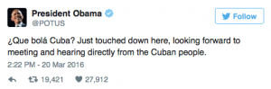 El presidente Obama se dirige a los cubanos a travez de su cuenta de Twitter