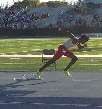 Walker takes off during his 200-meter dash.