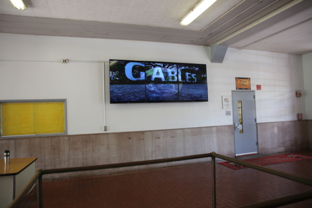 A set of TVs are added to the front of school inorder to provide guests with the latest updates!