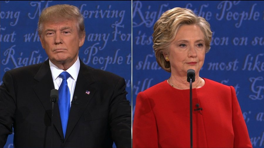 Clinton and Trump at the 1st presidential debate on September 26, 2016.