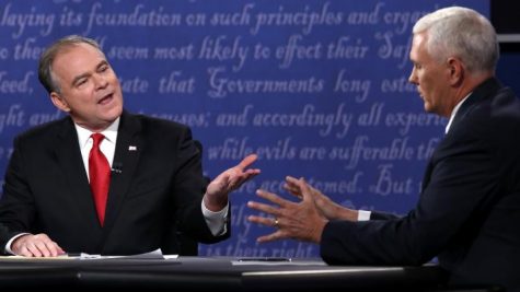 Vice Presidential nominees Tim Kaine (left) and Mike Pence (right) battle it out on the debate stage.