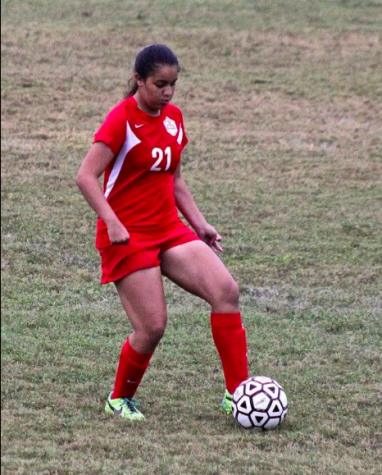 Carolina takes the ball upfield.