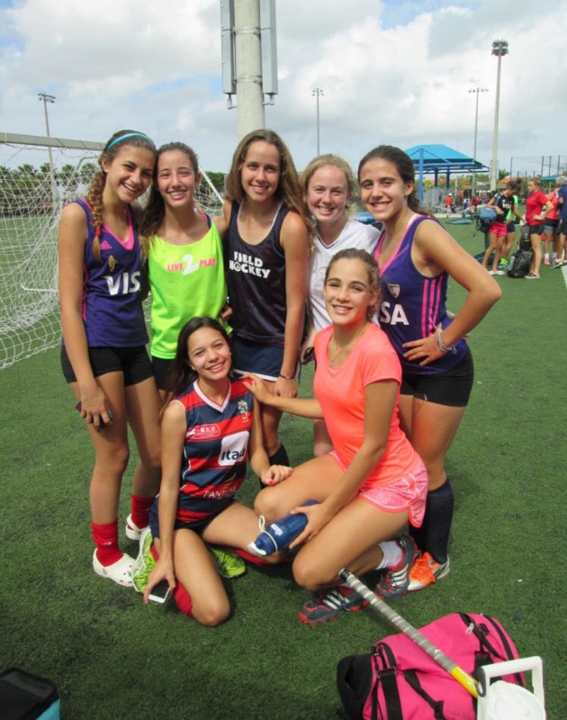 The Doral Field Hockey Team posing for a picture prior to practice. 