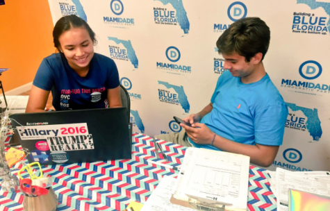 Nikita registering voters alongside sophomore Patrick Ales. 