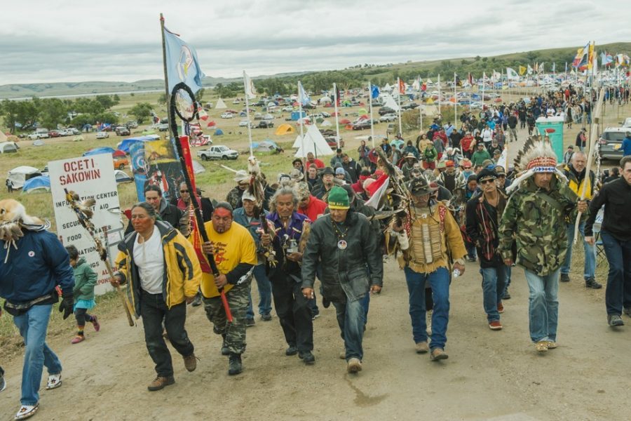 Native Americans and environmental activists protesting the Dakota Access Pipeline.