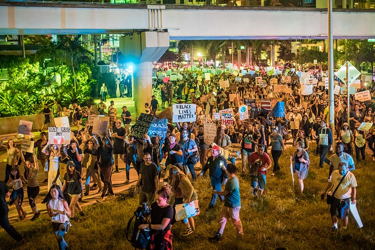 Protests in Downtown Miami were made up of thousands of people.