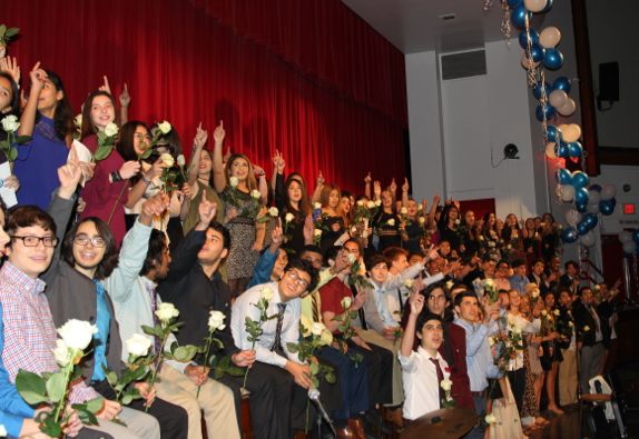IB juniors enjoying their accomplishments at the IB Pinning ceremony hosted by IBHS.