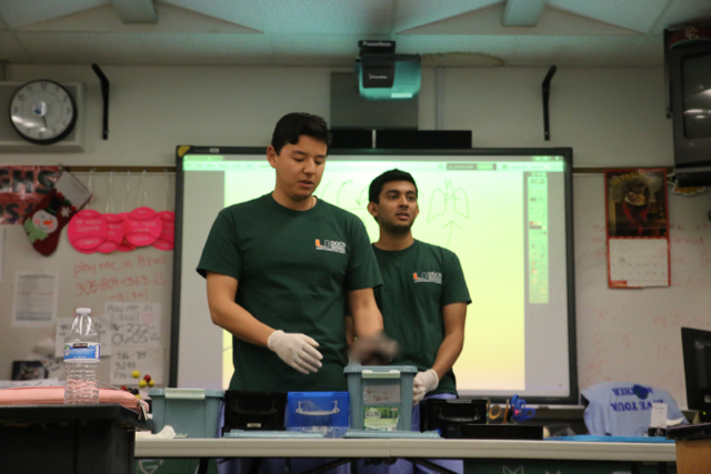 Cavaliers Interact With UM Medical Students