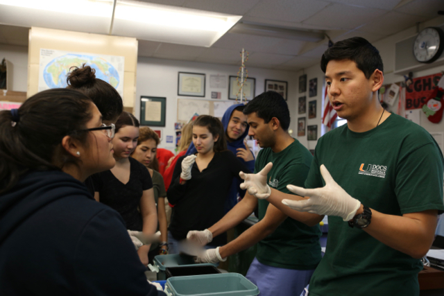 Cavaliers Interact With UM Medical Students
