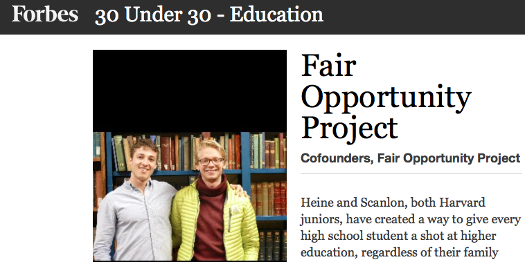 Current Harvard student and Gables alumnus, Cole Scanlon makes it on Forbes 30 Under 30 Education 2017 list! 