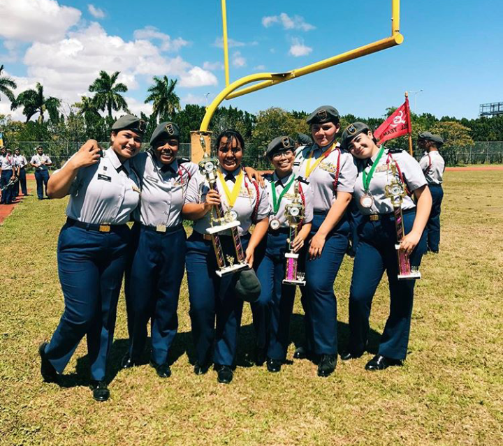 Female members of the Drill Team who competed at State Qualifiers. 