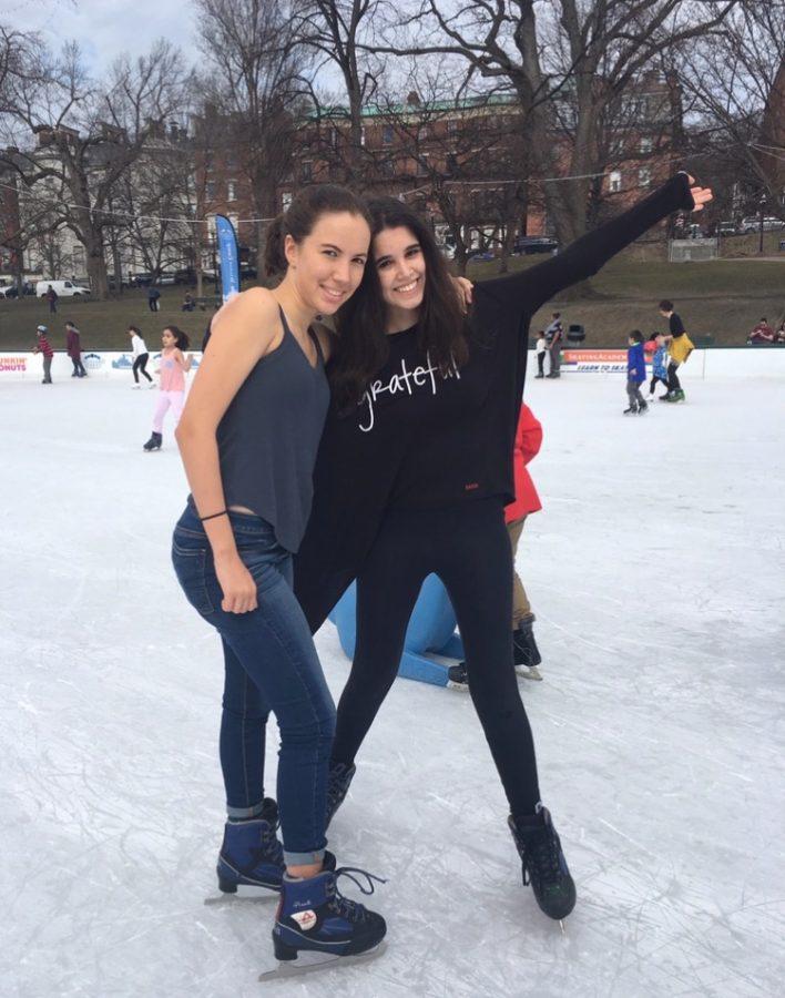 Gables students ice skating in Boston Commons.