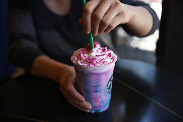The Unicorn Frappuccino is the perfect drink for an aesthetically pleasing picture.