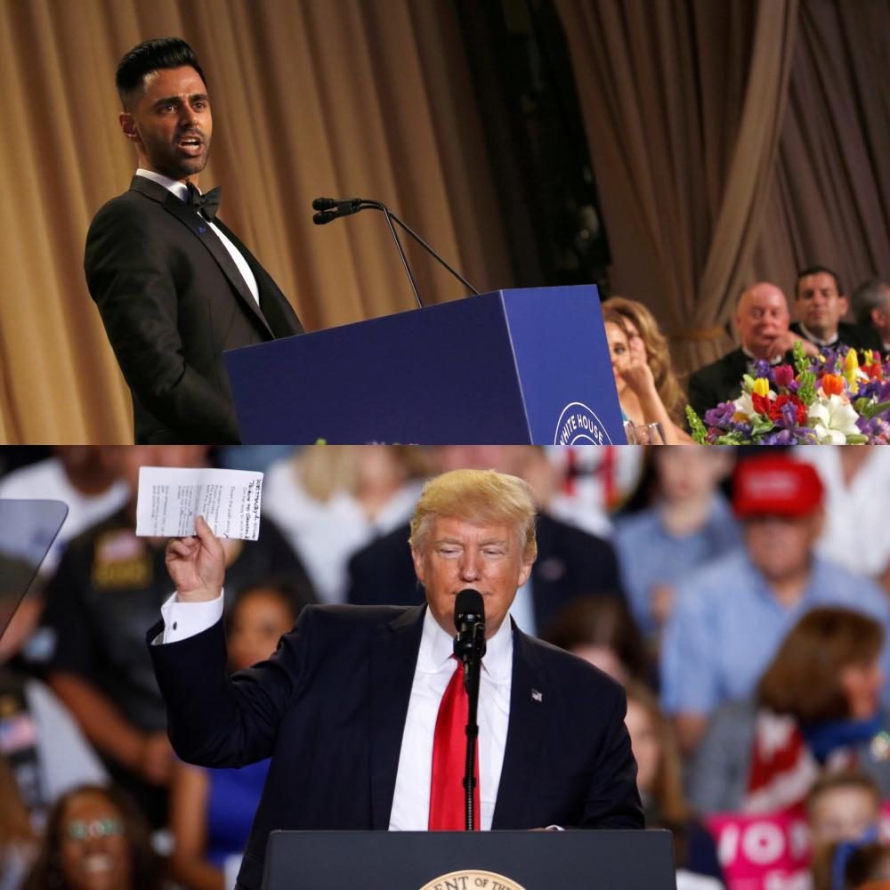 Donald Trump's 100th day was celebrated at the White House Correspondent's Dinner, and with Trump's rally 120 miles away.