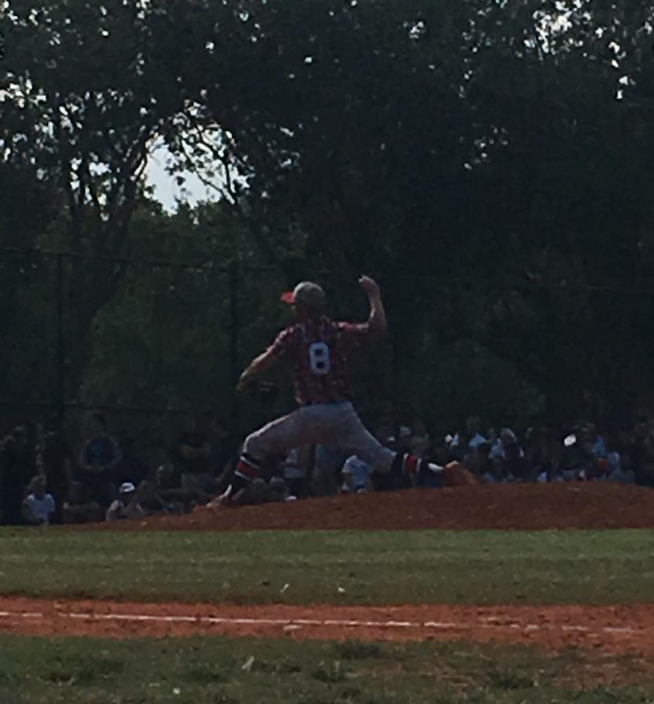 Our Cavalier pitcher prepares to pitch the ball, the Palmetto batter was not be able to hit it.