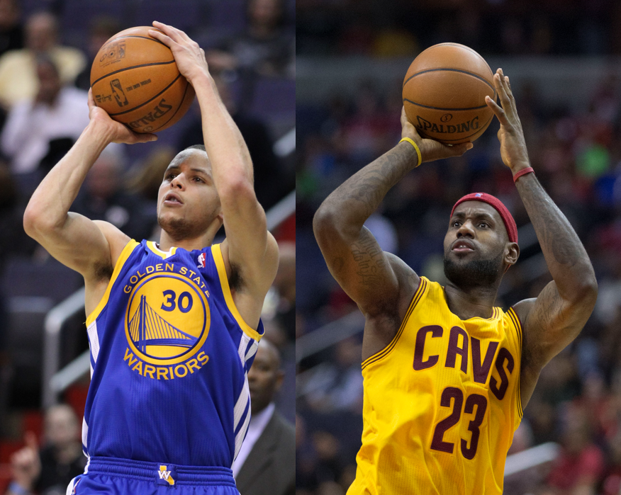 Lebron+James+and+Steph+Curry+will+most+likely+face+of+against+each+other+in+the+NBA+Finals.