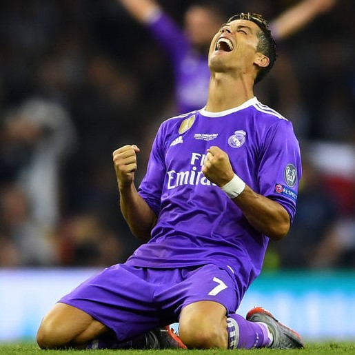 Cristiano Ronaldo celebrates after Real Madrid completes the 4-1 victory against Juventus. He is the most likely candidate to win the Ballon dOr