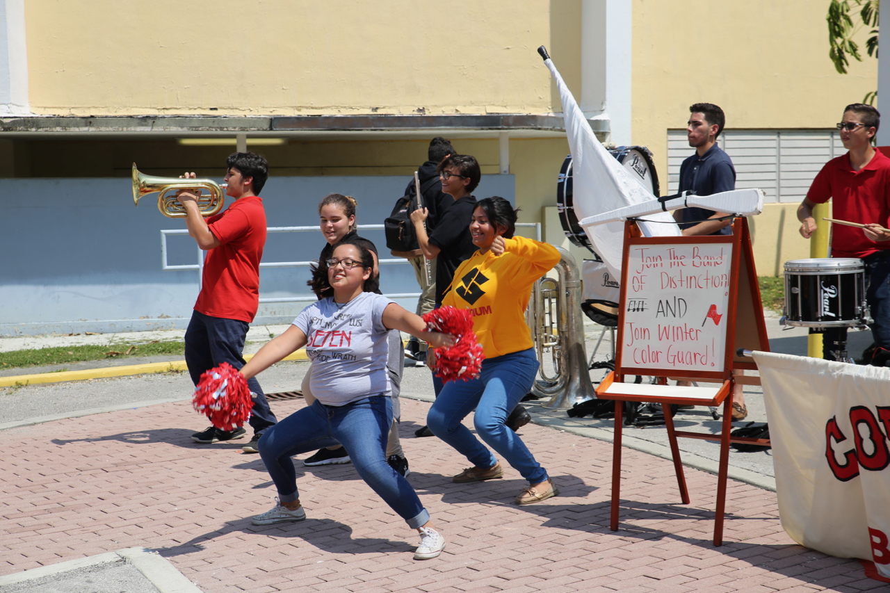 Clubs recruit members during the schools annual club fair.