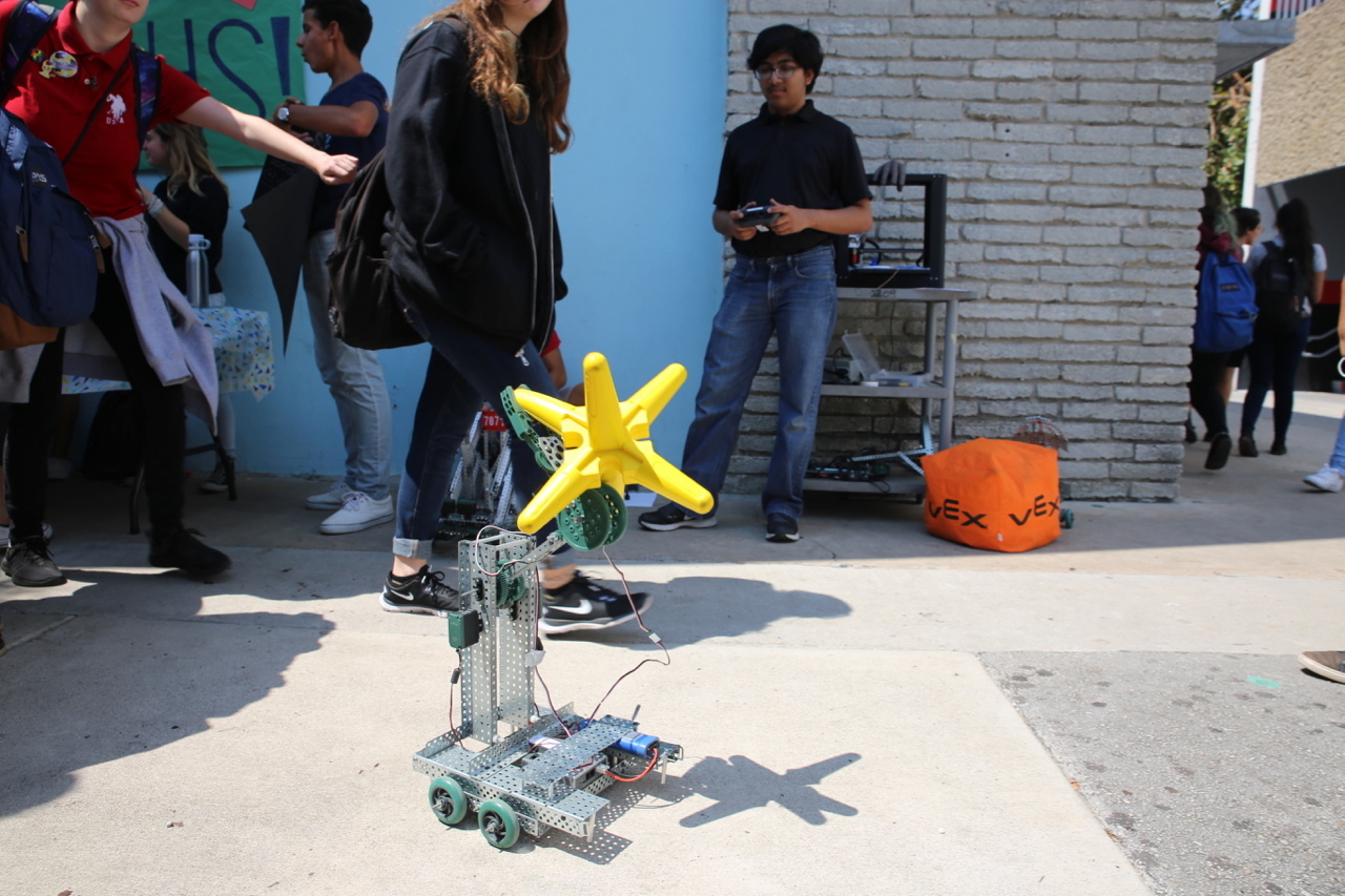 Robotics club displays some creations.