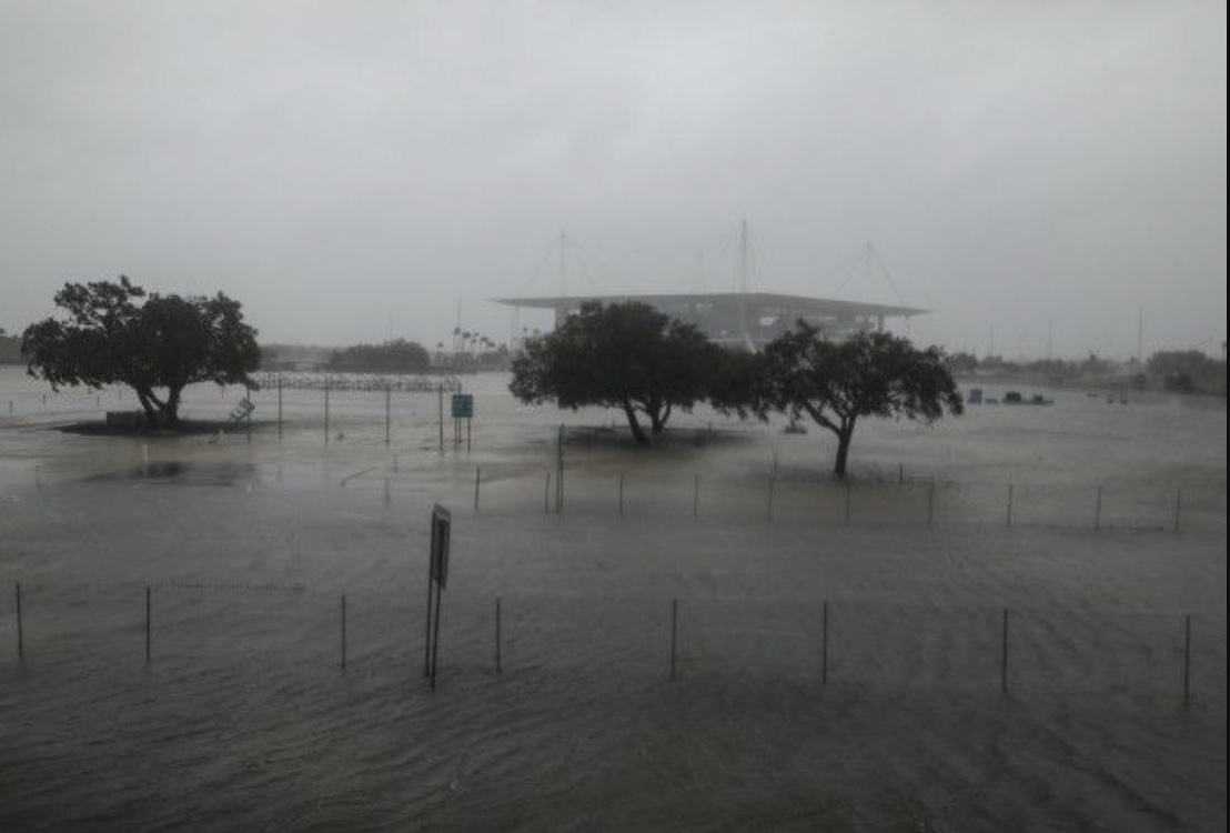 The Hard Rock Stadium during Hurricane Irma.