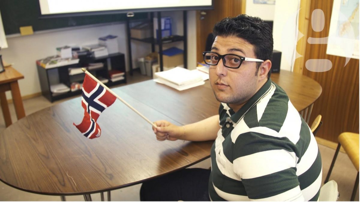 A Syrian Refugee sits in on an integration class. 