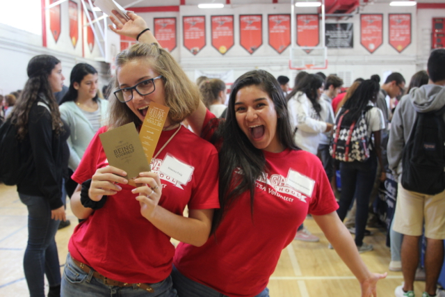 Senior volunteers Ximena Puig and Grace Sedaghatpisheh smile for a picture.