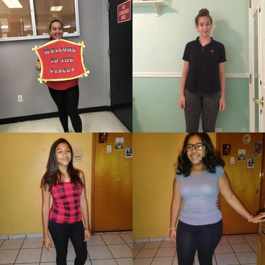 Girls with different body types wearing leggings.