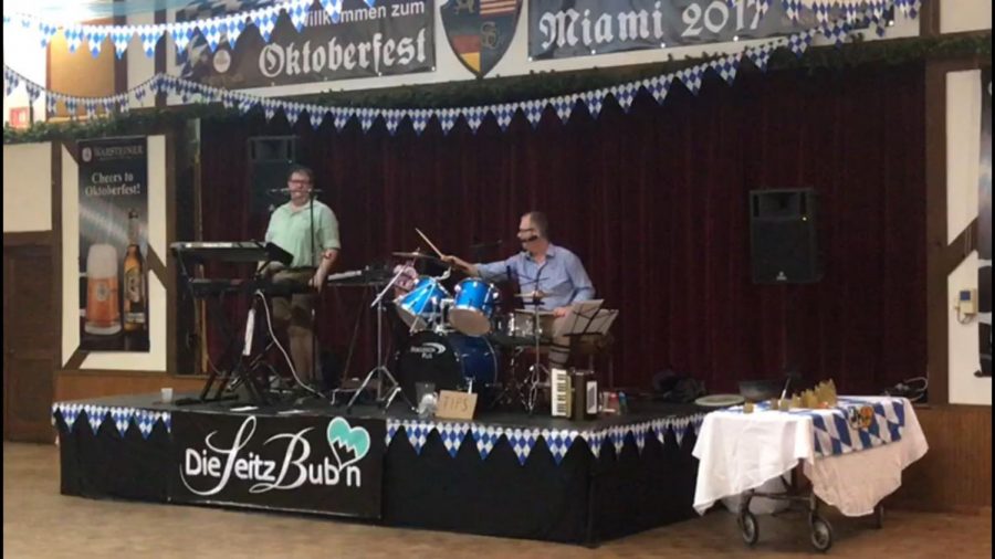 A live band from Germany performing at Oktoberfest.