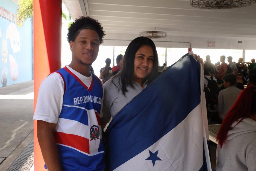 Students demonstrating their culture during Flag Day.