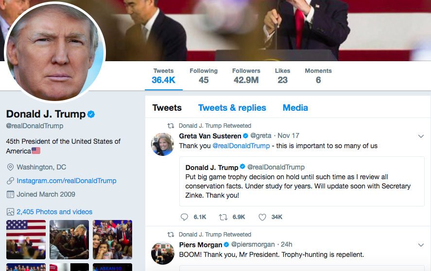 Donald Trump's twitter account is a subject of much controversy.