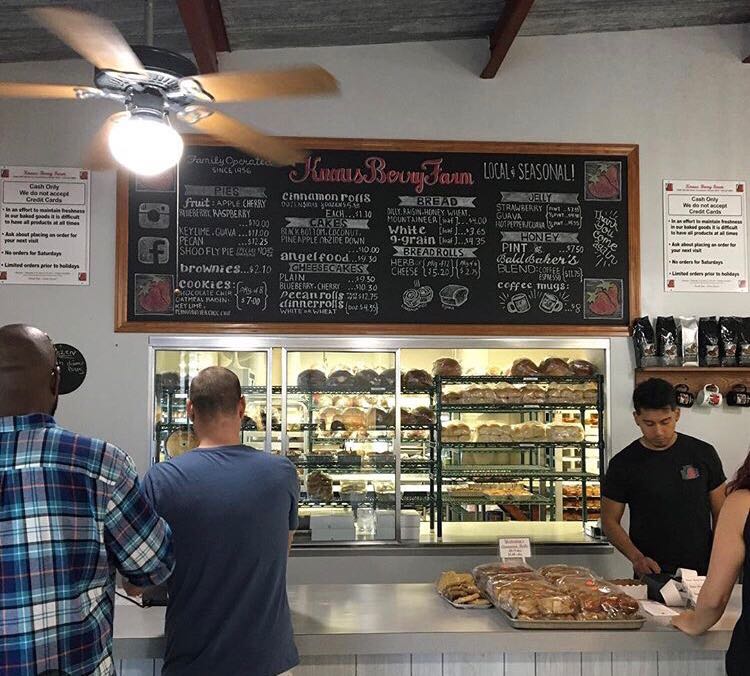 Knaus Berry's menu is seen as soon as you walk through the door.