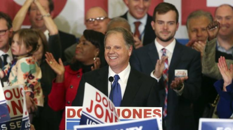 Democrat Douglas Jones wins Alabama senate seat.