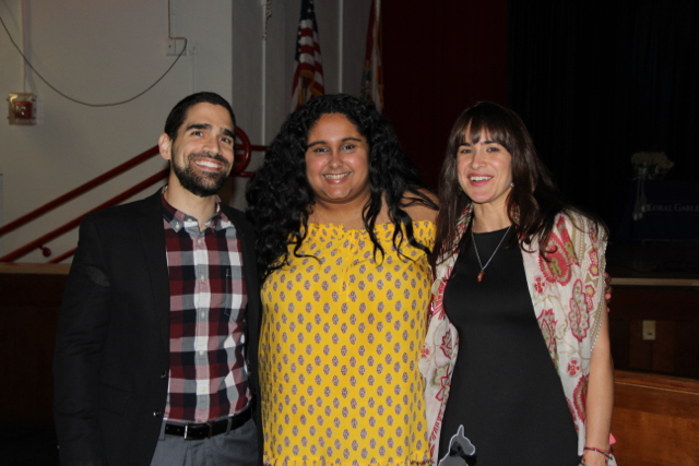 IB Junior Sunshine Lopez smiles for a picture with Mr. DeArmas and Ms. Kiely