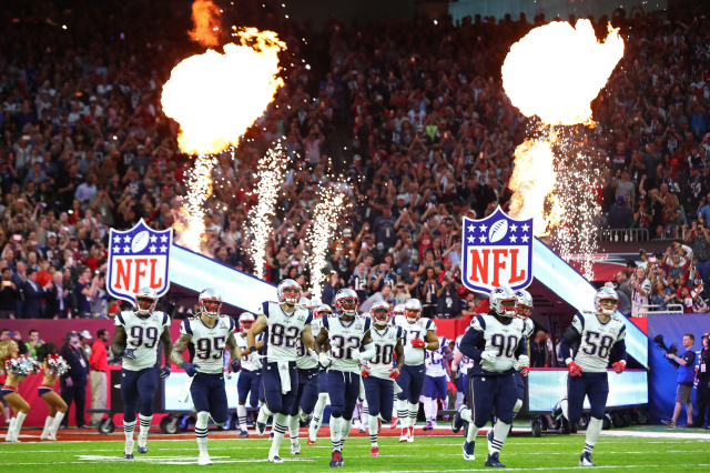 HOUSTON, TX - FEBRUARY 05:  The New England Patriots take the field prior to Super Bowl 51 against the Atlanta Falcons at NRG Stadium on February 5, 2017 in Houston, Texas.  (Photo by Al Bello/Getty Images)