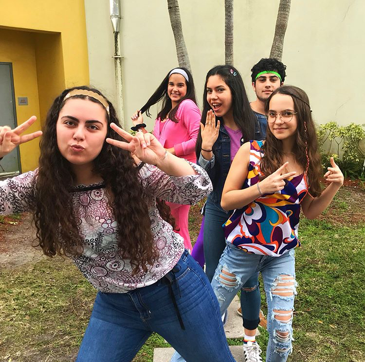 Seniors pose on Decades Day.
