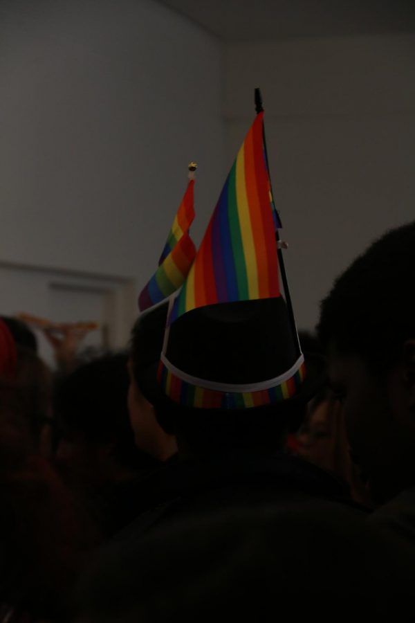 Students show off their pride by wearing rainbow hats!