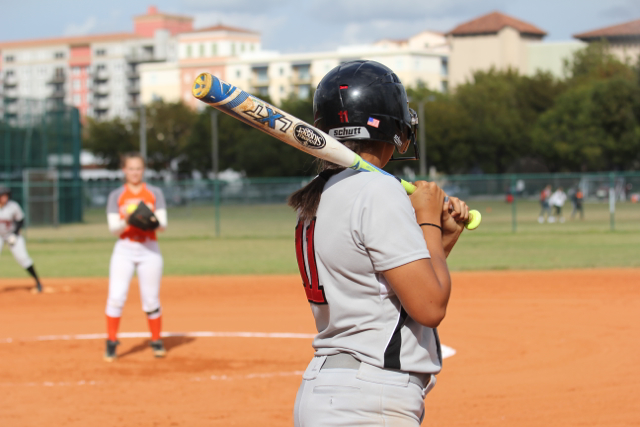 Bonilla getting ready to bat against South Miami Senior High School.