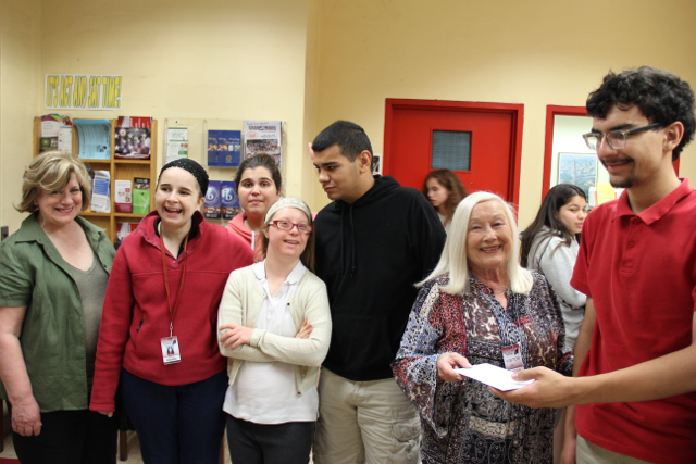 At around 1:20 on Apr. 19, Mrs. Nichols got together with six members of the Best Buddies program. They all got a chance to introduce themselves and have a small laugh.