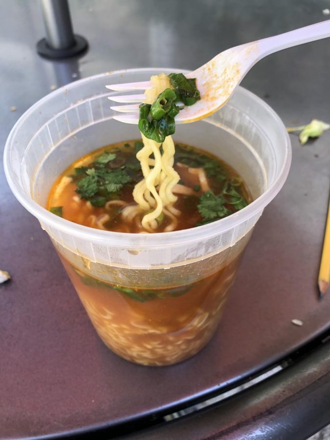 The ramen noodles with spice added.