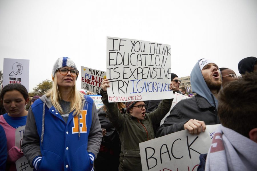 Teachers in Oklahoma City going on strike after a bill was passed to cut down teacher benefits.