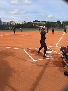 A Coral Reef batter anticipates a pitch Angelina Bonilla.