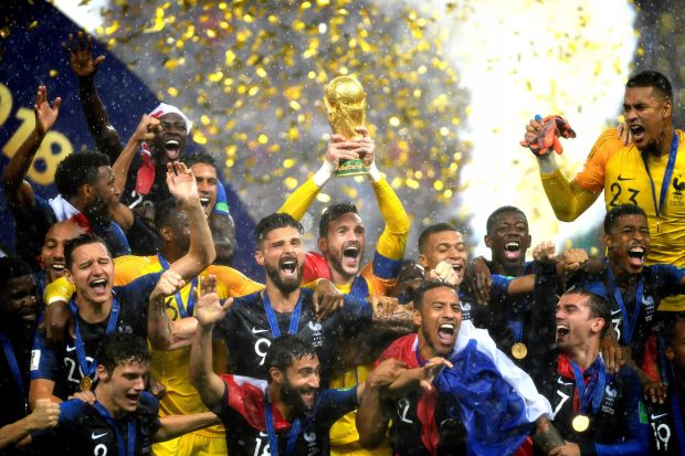 The French National Team celebrates their World Cup victory.