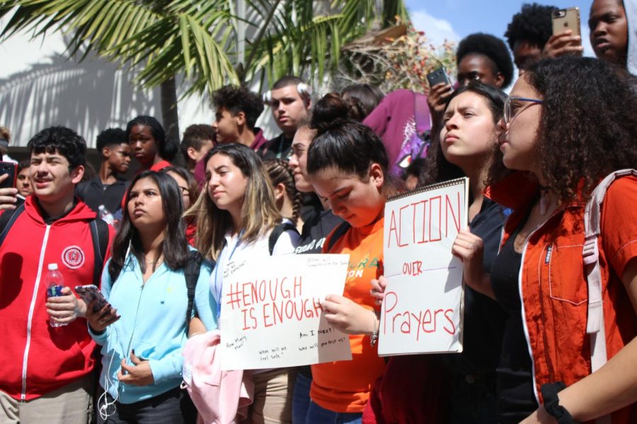 Students at CGHS protesting from tighter gun control during the 2017-2018 school year. 